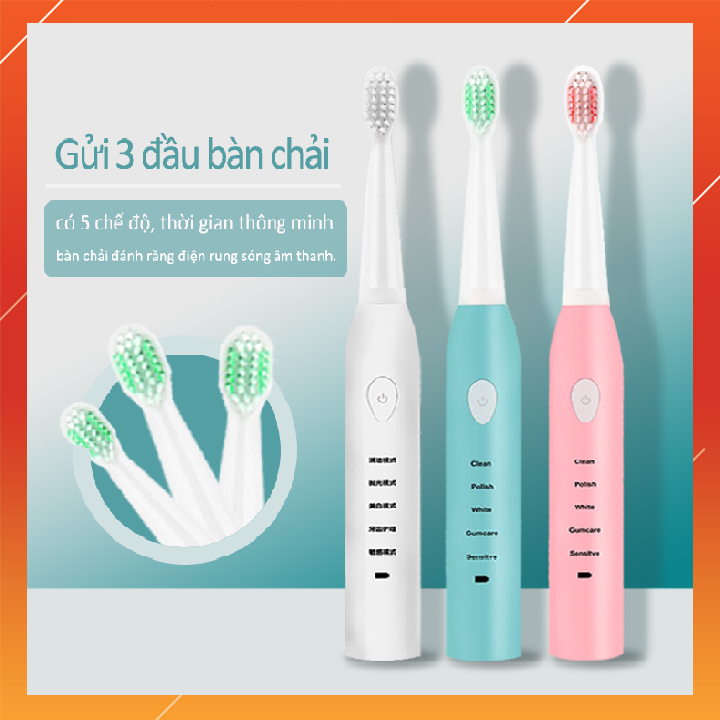 Bàn chải đánh răng điện rung Nhật Bản chất lượng tốt, tặng 3 đầu bàn chải