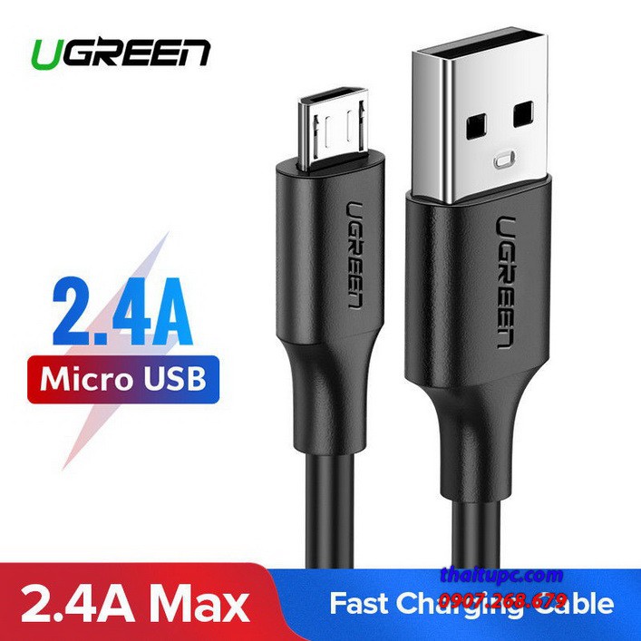 Cáp sạc usb 2.0 to micro usb, dài 1.5m, đen - ugreen 60137