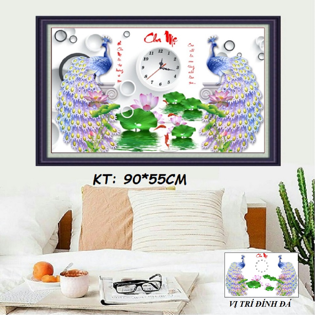 Tranh Đính Đá Đồng Hồ Cha Mẹ VS214 (ĐÁ ABC CAO CẤP)