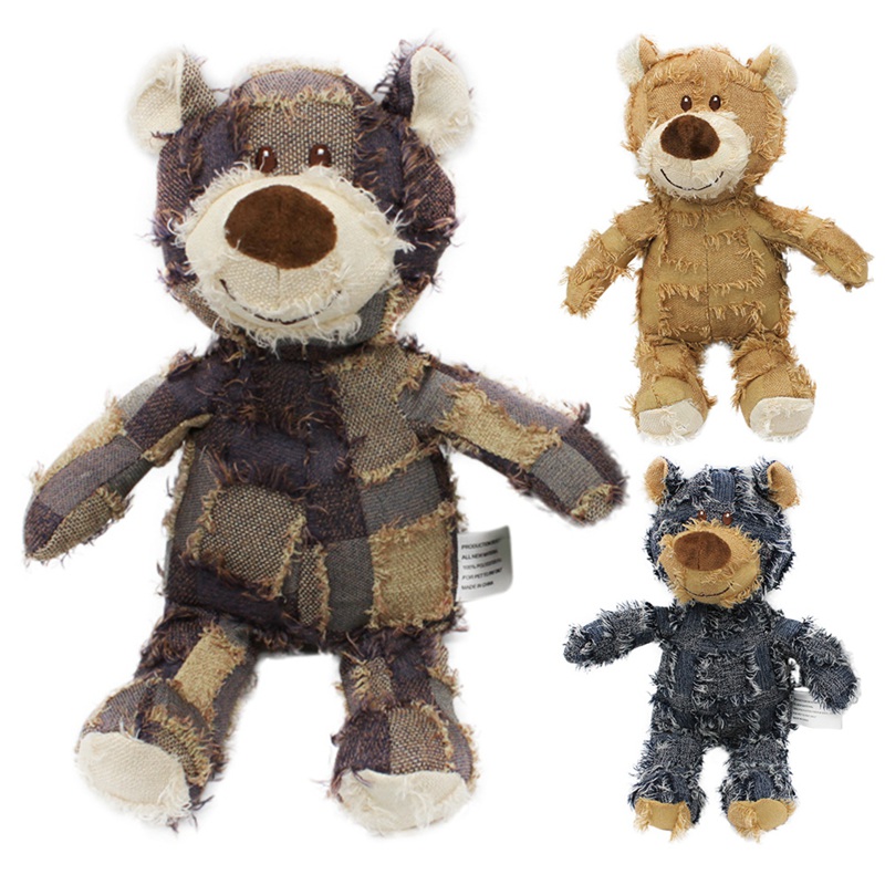 Funny Cute Bear Plush Animal Doll For Dog Toys Puppy Bite Resistant Molar Chew Squeak Dog Toy For Teeth Cleaning