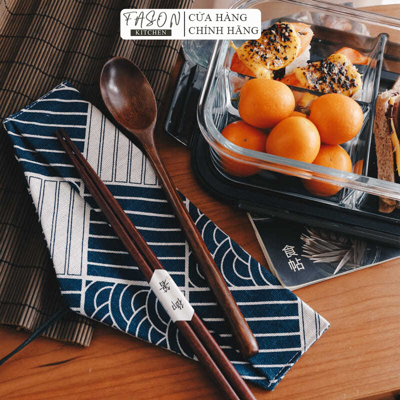 Bộ Đũa Thìa, Muỗng Gỗ Cao Cấp Cá Nhân Dùng Ăn Trưa Văn Phòng Kèm Túi Đựng Bằng Vải An Toàn Với Môi Trường - FASONKITCHEN