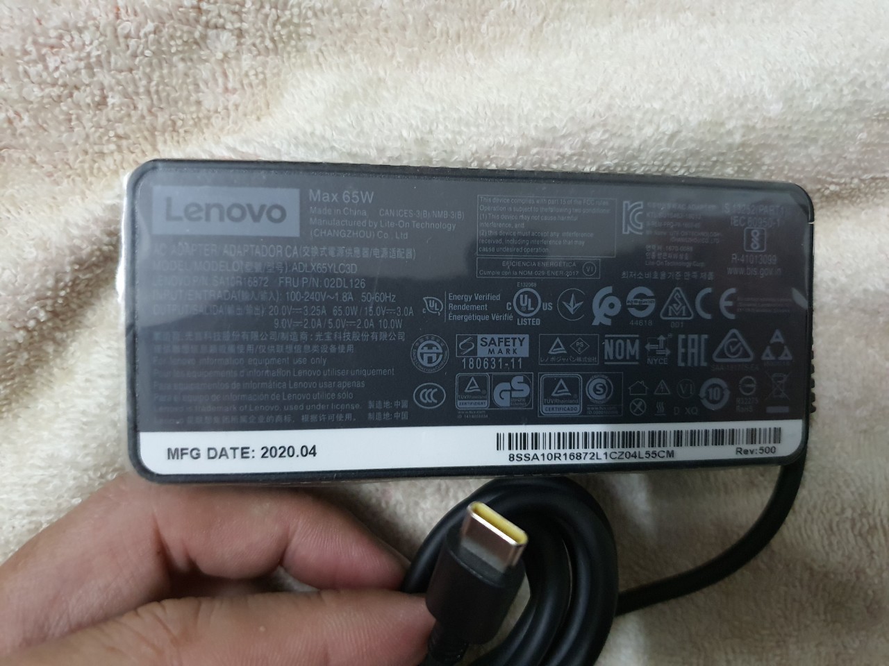 [HCM]Adapter Sạc laptop Lenovo 20V - 3.25A - 65W- đầu type C dùng cho các model laptop ThinkPad X1 Carbon Gen 5 6 7 8