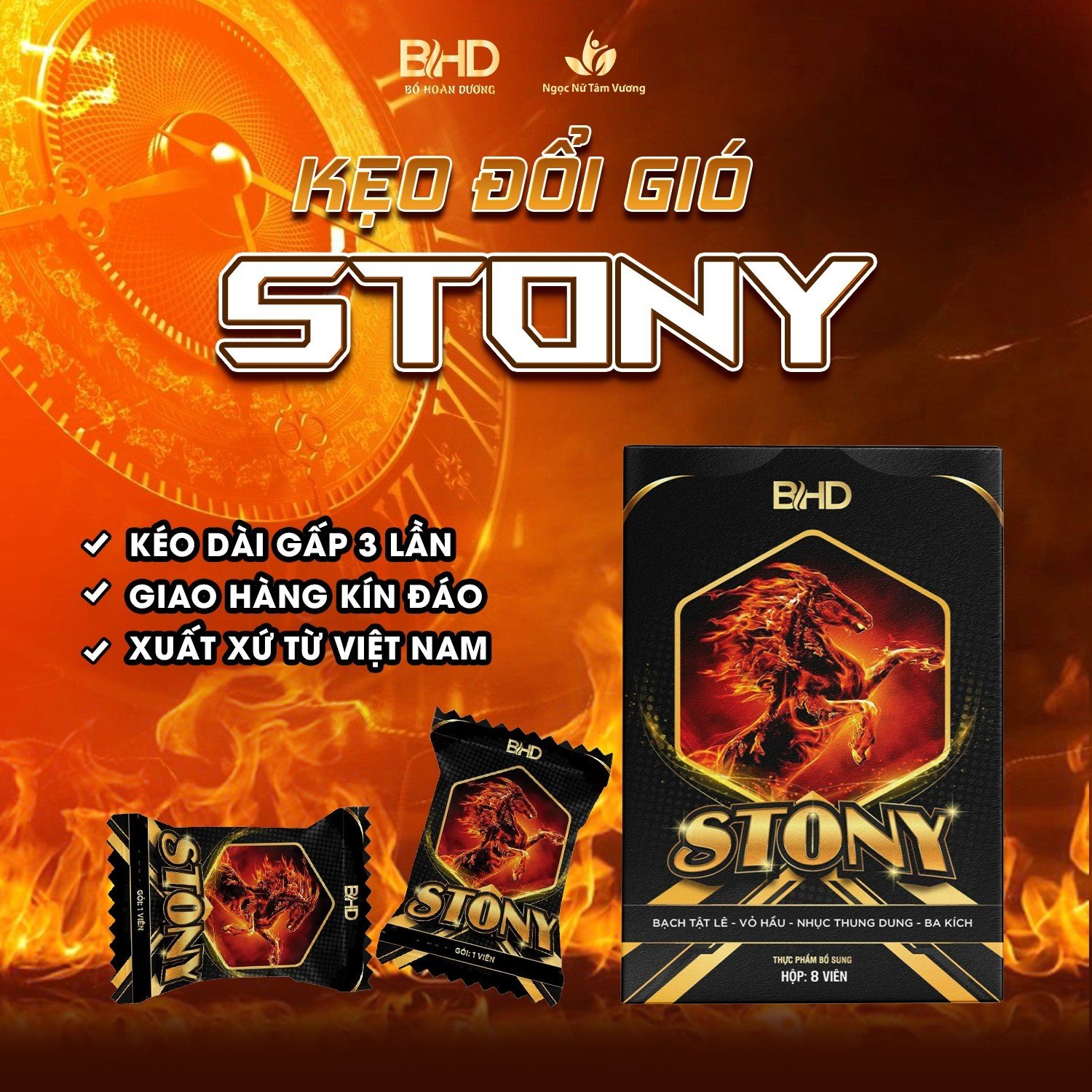 Kẹo Stony- Kẹo Đổi Gió Loại 3 Viên- Thương Hiệu Ngọc Nữ Tâm Vương [Giá Tốt]