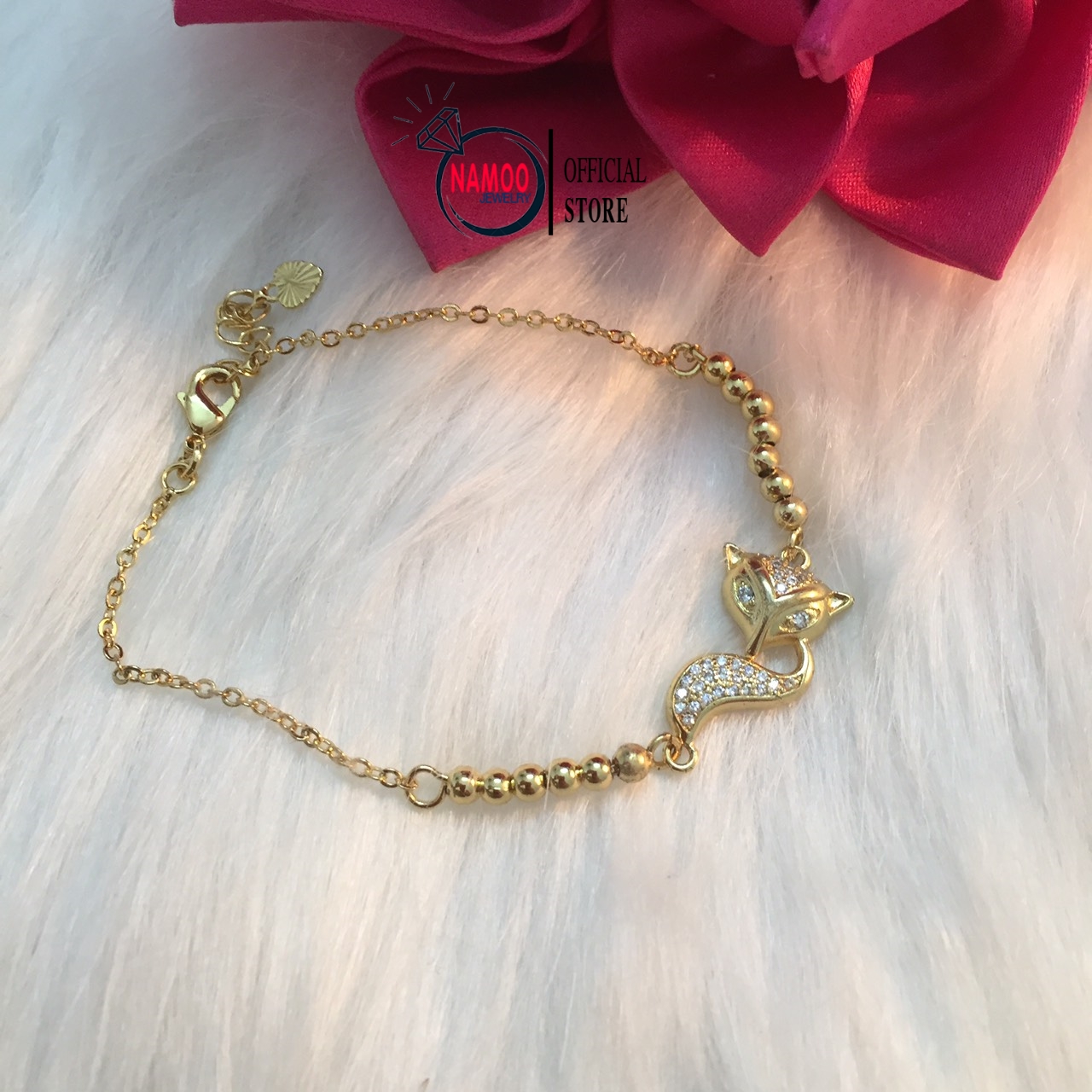 Lắc tay bạc hồ ly nữ mạ vàng 18k namoo jewelry