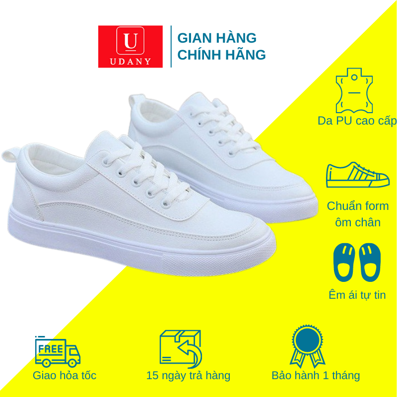 Giày sneaker nam giày thể thao nam màu trắng kiểu dáng cơ bản dễ dàng phối đồ đi học đi chơi - sn19