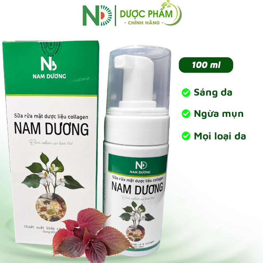 Sữa rửa mặt dược liệu Collagen Nam Dương trắng da, giảm thâm Nám