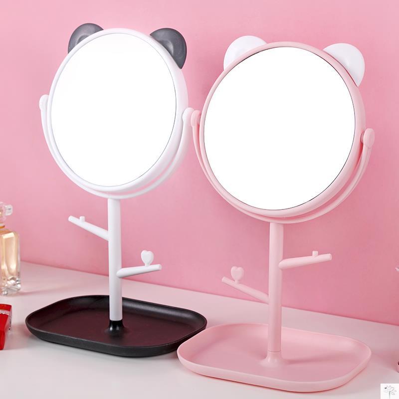 GƯƠNG TRANG ĐIỂM CÔNG CHÚA HÌNH TAI MÈO  GƯƠNG XOAY 360 ĐỘ  CÓ ĐỒ TREO TRANG SỨC - KHAY ĐỰNG MỸ PHẨM TIỆN LỢI CHO CÁC NÀNG