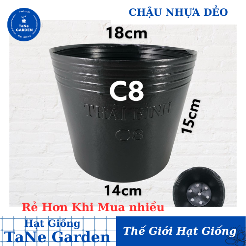 10 cái Chậu nhựa trồng cây C8 đen trồng cây, trồng rau, chậu trồng hoa Vạn Thọ TẾT