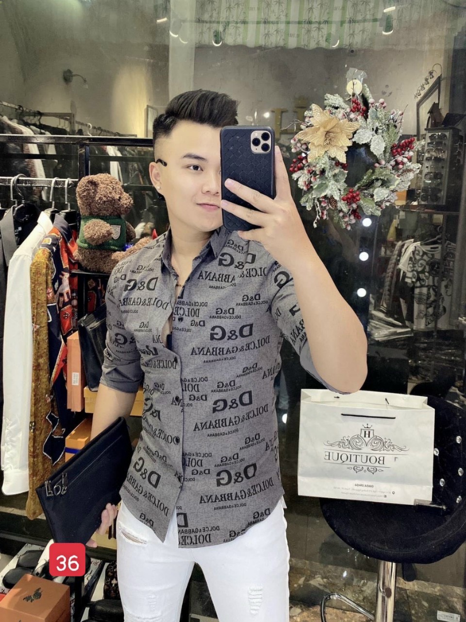 Áo sơ mi nam lụa mềm mịn, ko nhăn, from rộng , màu xám, thêu chữ đẹp - Áo sơ mi nam lụa cao cấp ATC36