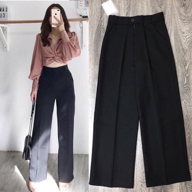 [HÌNH THÂT] Quần tây nữ lưng cao Quần ống rộng tôn dáng Quần ống rộng lưng cao Quần ống rộng cho người lùn size S,M,L Quần công sở
