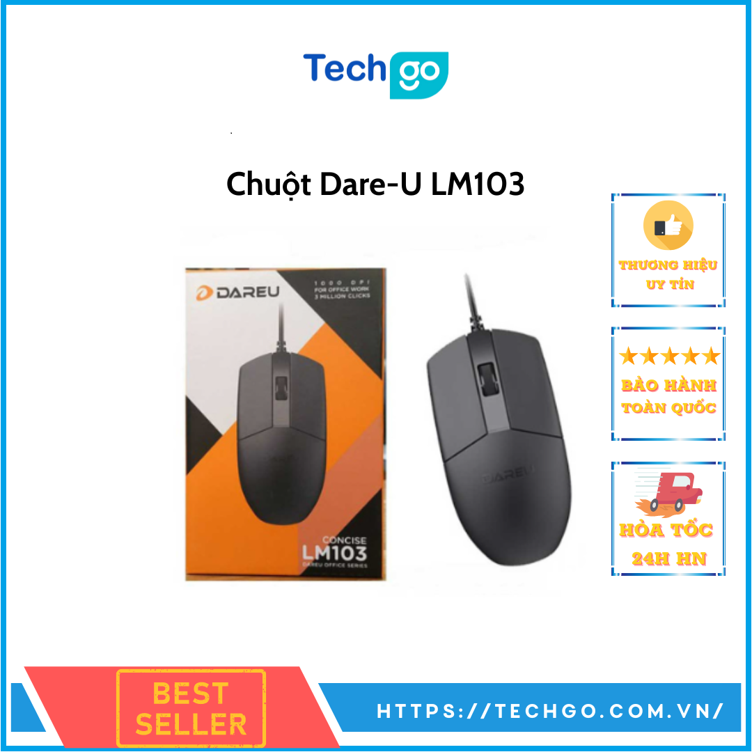 Chuột chơi game Dare-U LM103 chính hãng có dây, màu đen