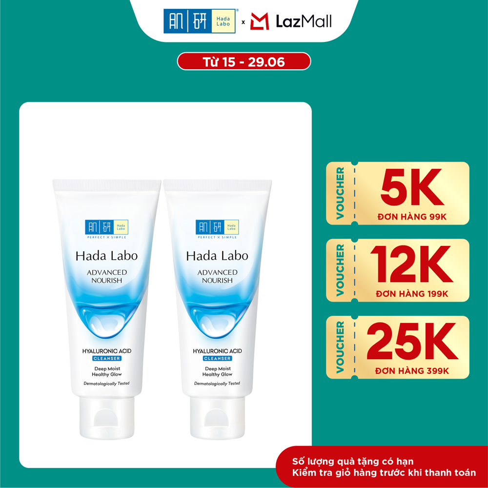 [VB] Bộ 2 Sữa rửa mặt dưỡng ẩm tối ưu Hada Labo Advanced Nourish Cleanser 80g