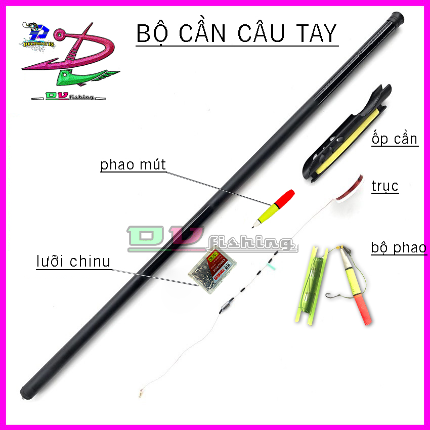 Bộ cần câu tay giá rẻ ( CẦN DA ), Cần câu đài đủ size (2m7-6m3)