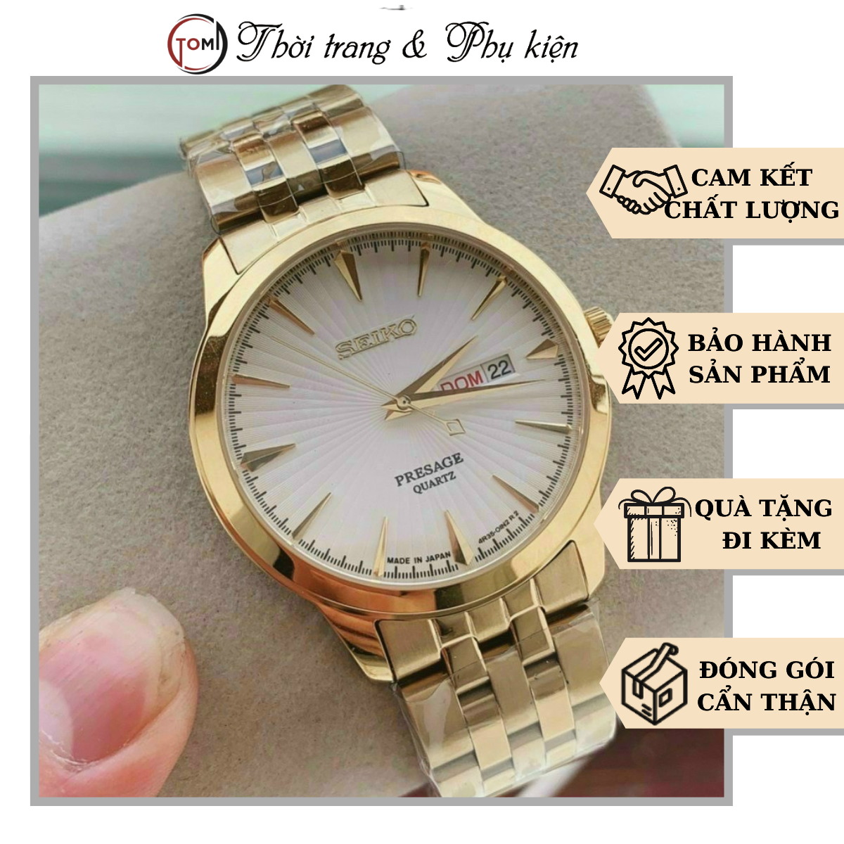 Đồng hồ Nam Sei.ko máy pin sang trọng