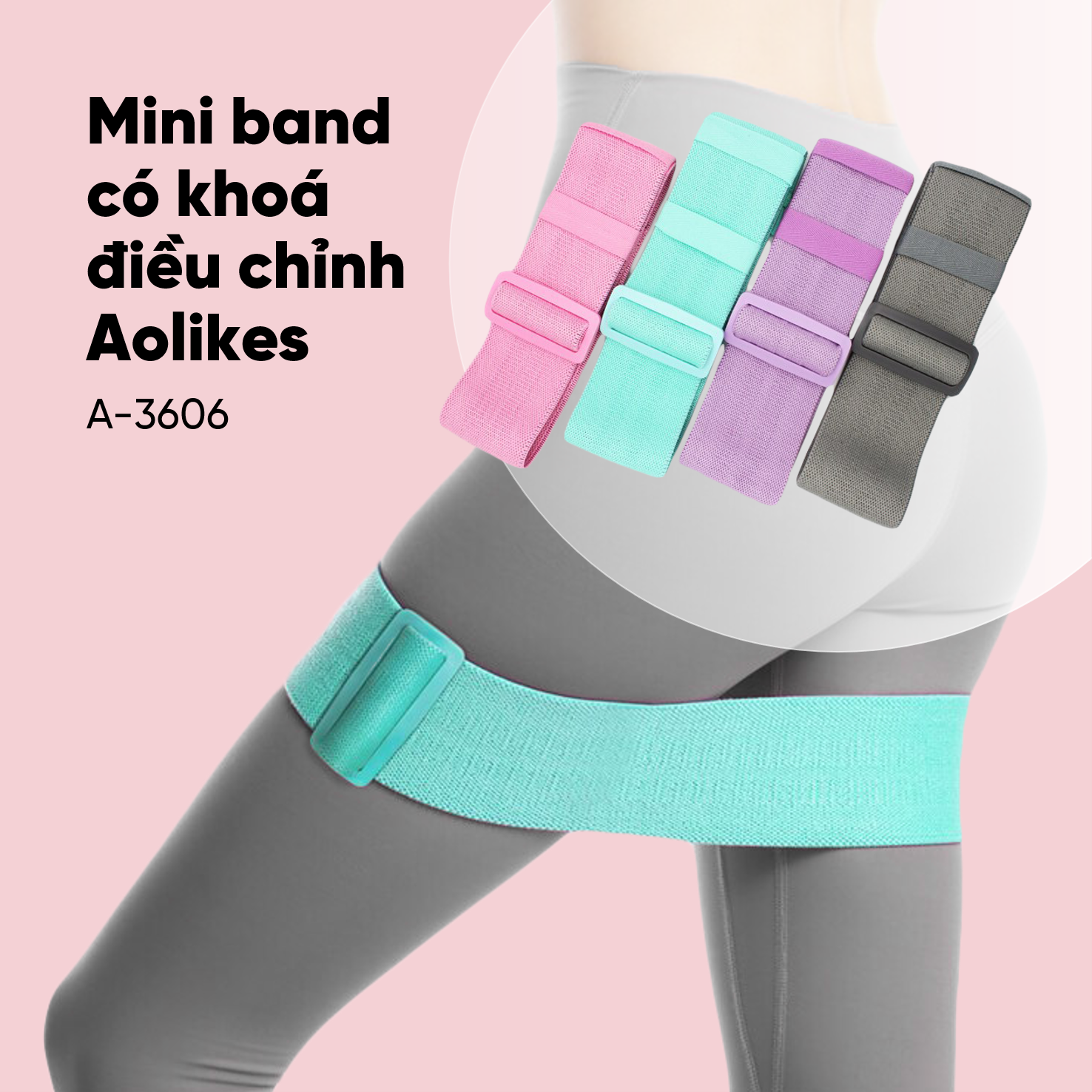 [HCM]Dây Kháng Lực Miniband Tập Mông Aolikes Có Khoá Điều Chỉnh A-3606