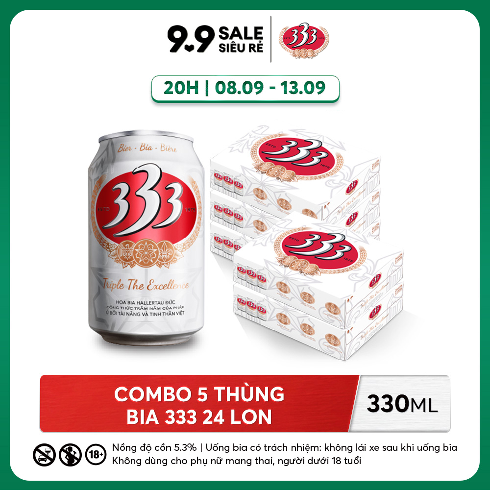 Combo 5 thùng bia 333 330ml/lon