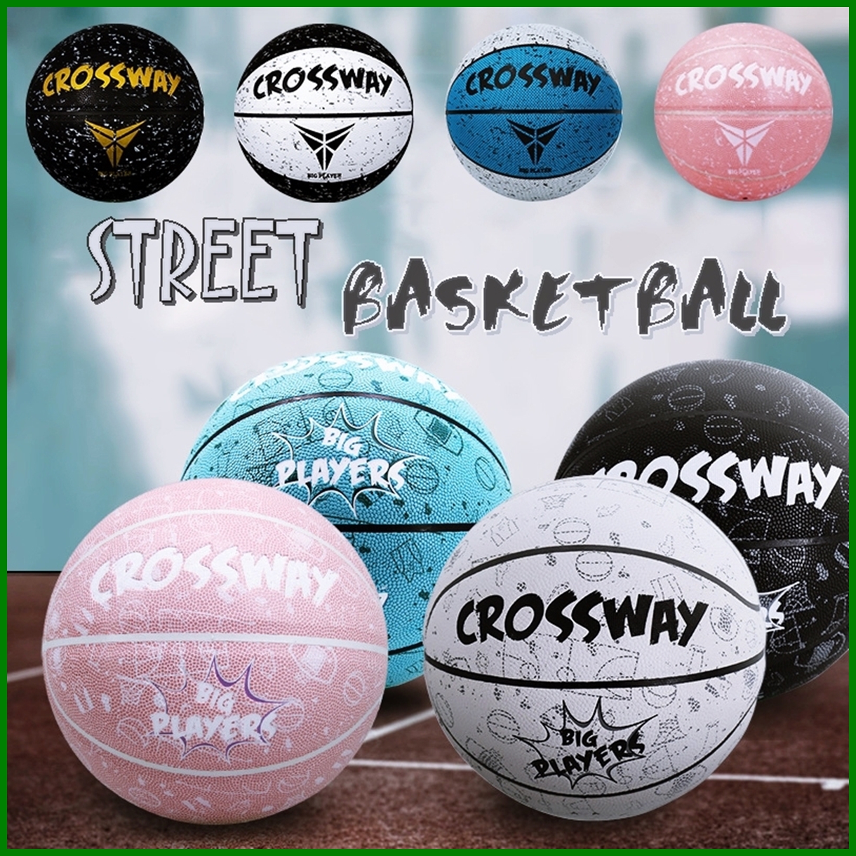 Banh Bóng Rổ Trẻ Em Người Lớn Quả Bóng Rổ Da CROSSWAY Size Số 7 Chính Hãng Tiêu Chuẩn Thi Đấu Thích Hợp Sân Bóng Rổ Outdoor & Indoor