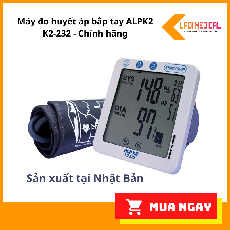 QUÀ TẶNG+ VOUCHER Máy đo huyết áp bắp tay ALPK2 K2-232 -Chính hãng sản