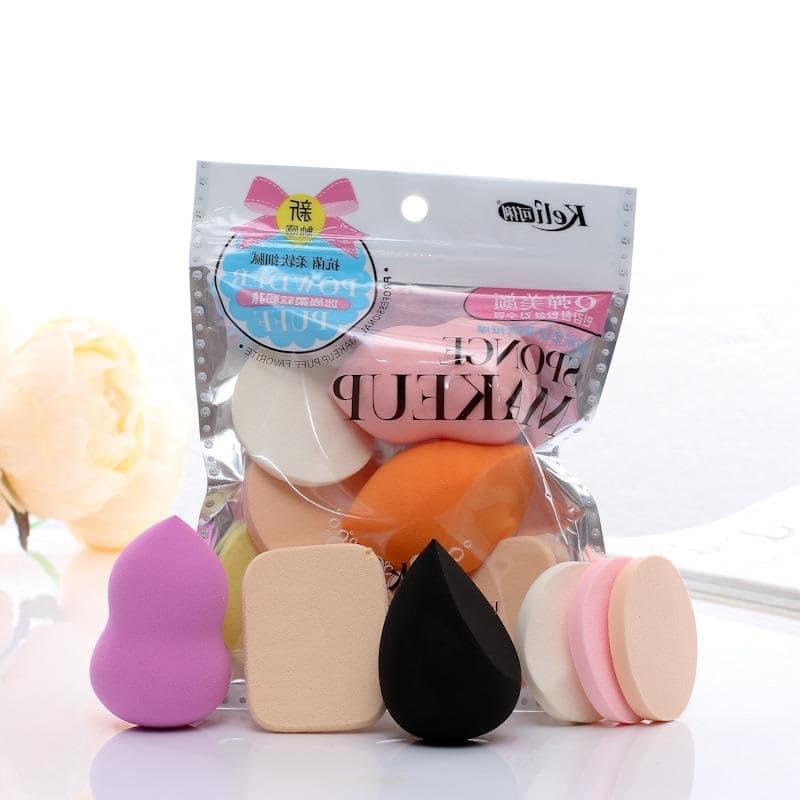 Set 6 miếng bông mút trang điểm, tán kem nền, phấn phủ, tẩy trang siêu mềm không gây bết dính