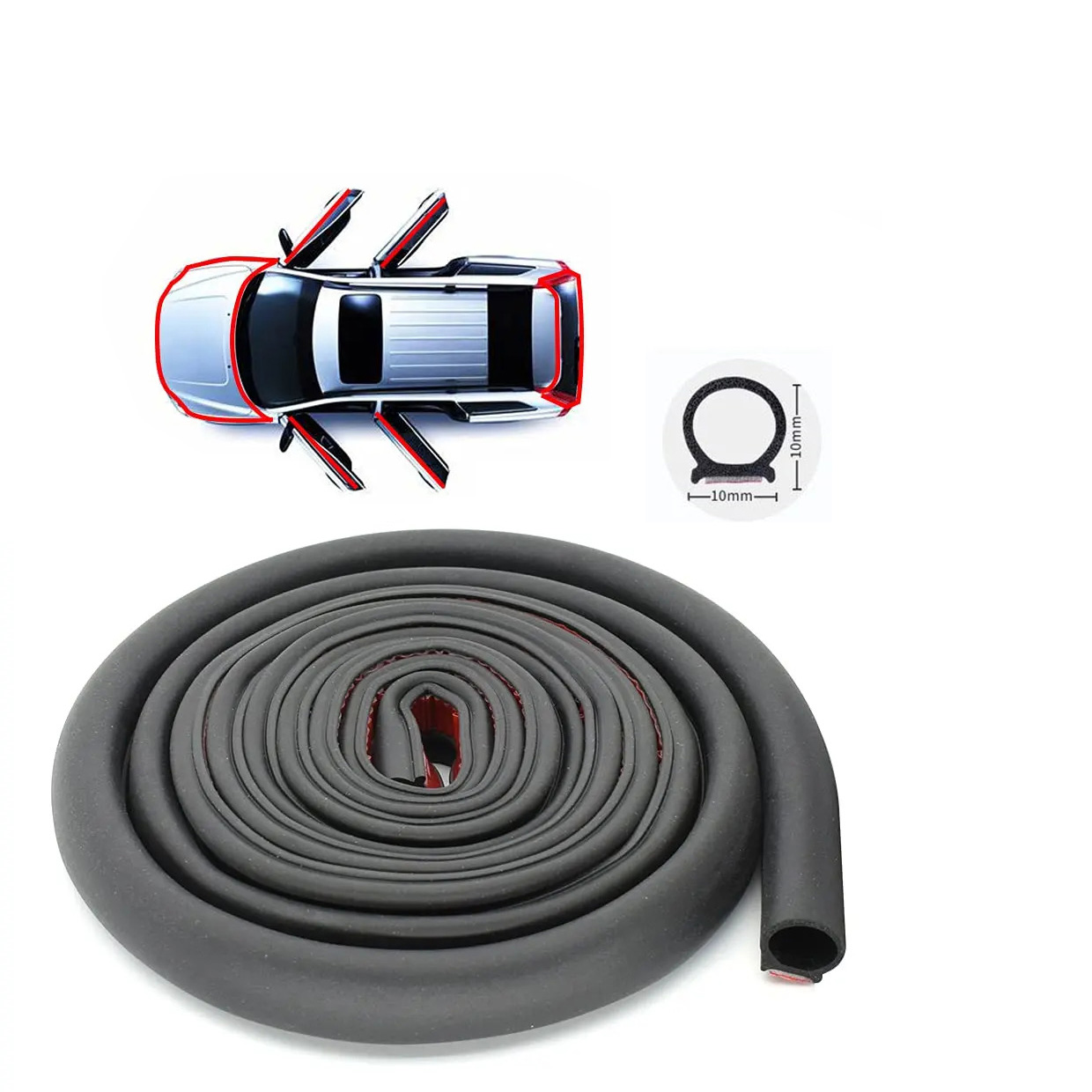 Cuộn 6 MÉT Gioăng Cao Su Chữ D Chống Ồn Ô Tô - Nẹp viền cửa xe, cốp xe ô tô chống ồn, chống bụi bẩn, chống va đập cho xe hơi