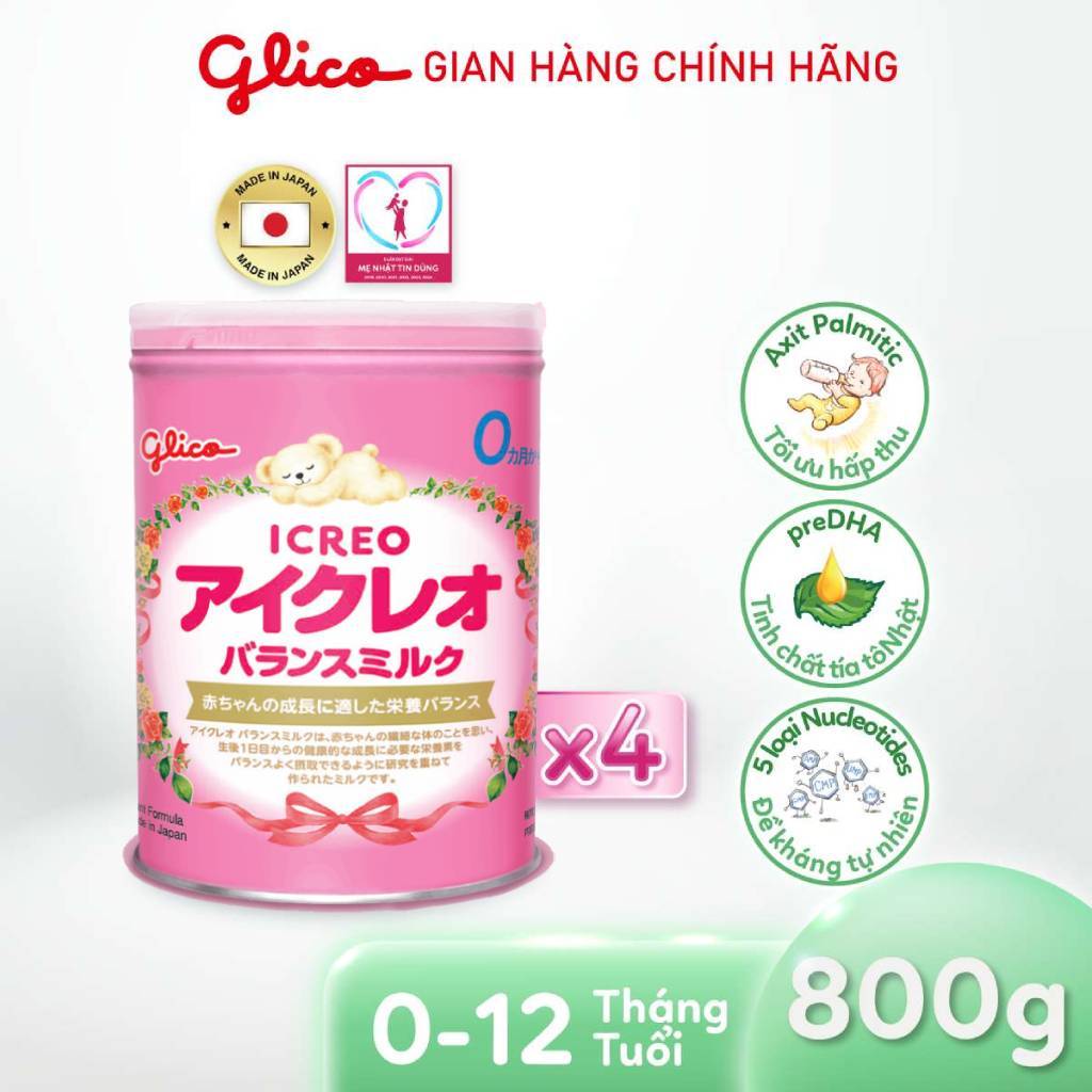 (ICREO SỐ 0) Combo 4 Lon Sữa Glico Icreo Balance Milk - Lon 800g