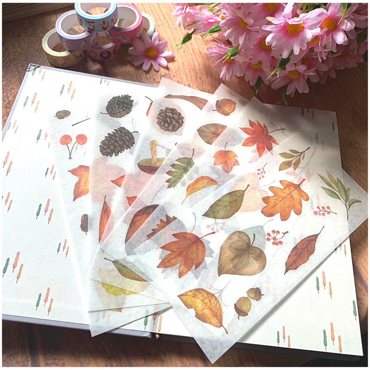 [HCM]Bộ 6 Tấm Sticker Dán Trang Trí - Lá Đỏ