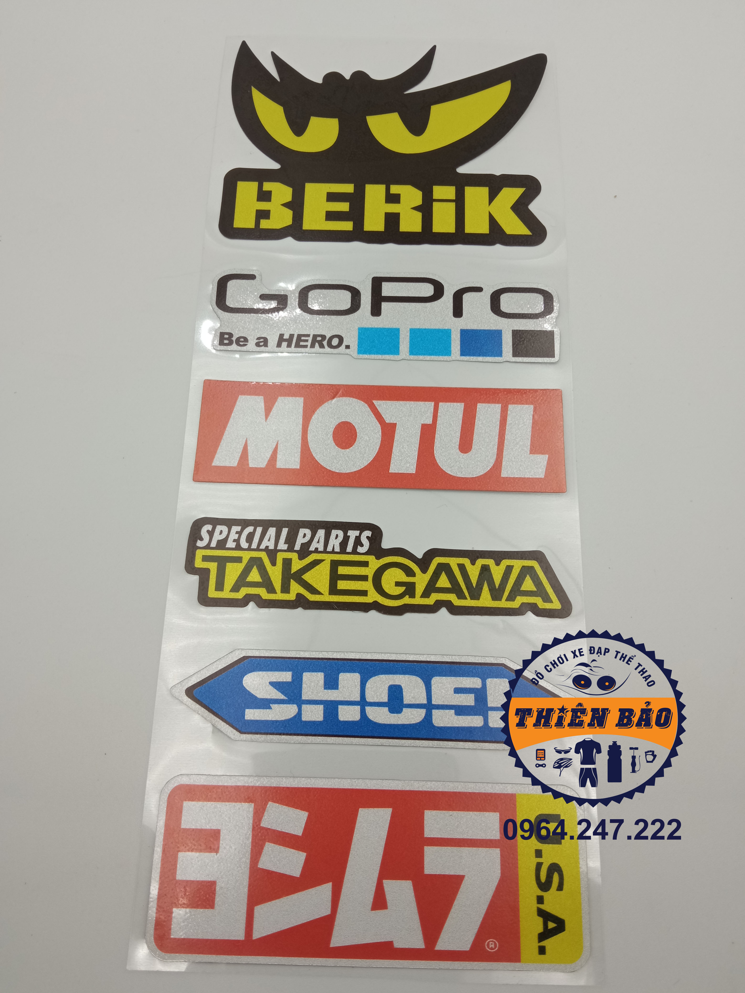 Combo 6 Logo dán xe, Decal dán xe nhiều loại Sticker Tem dán Berick Gopro #75