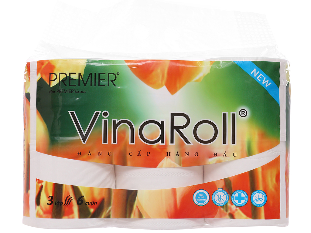 Combo 2 Lốc Giấy vệ sinh cao cấp không lõi VinaRoll (mỗi Lốc 6 cuộn lớn) mền mịn đẹp chính hãng.