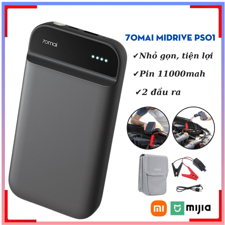 Bộ kích điện xe ô tô khẩn cấp Xiaomi , Tích hợp pin dự phòng 11100 mAh - bộ kích nổ xe hơi 70Mai Midrive PS01 đa năng (Bảo hành 12 Tháng )