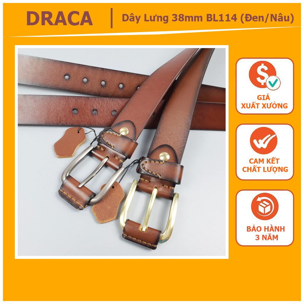 _ DA THẬT_Thắt lưng da bò thật; Dây lưng da thật 1 lớp khóa kim bản 38mm BL114 - 100% da bò thật, BH 3 năm, Thắt lương da bò thật đẳng cấp - lịch lãm phong cách ,Thắt lưng da bò thật cao cấp chất lượng cao