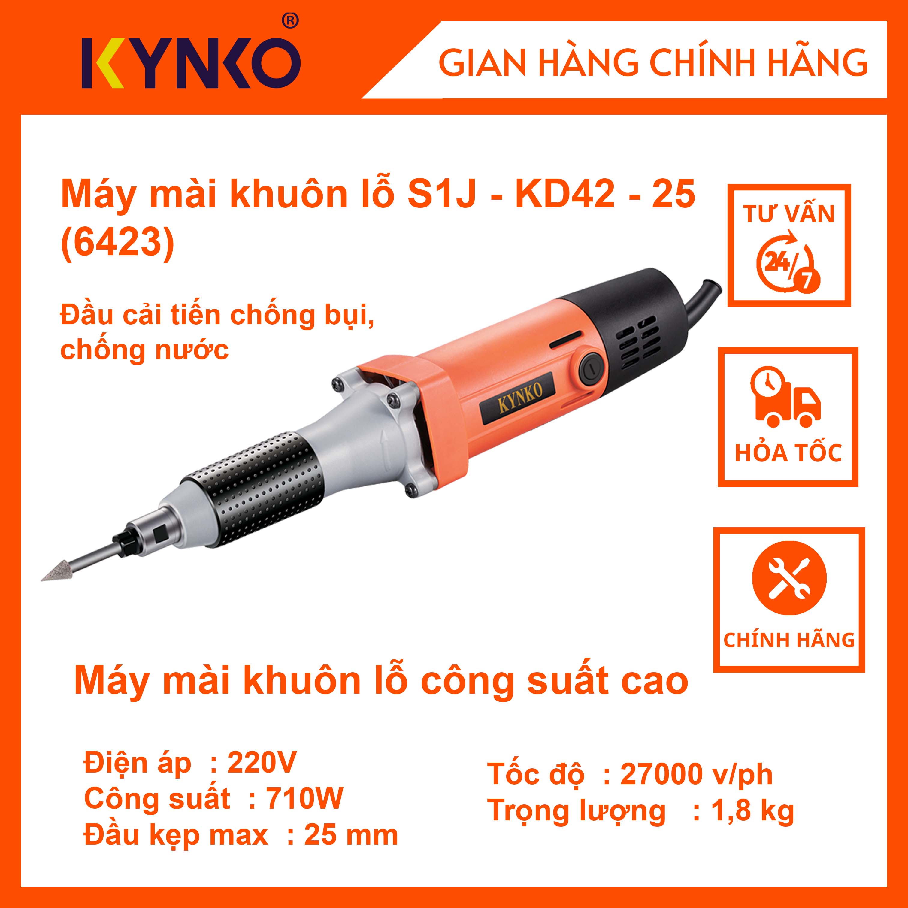 Máy mài thẳng kynko sij-kd42-25 #6423 đầu chống bụi chống nước cầm tay chính hãng giá tốt