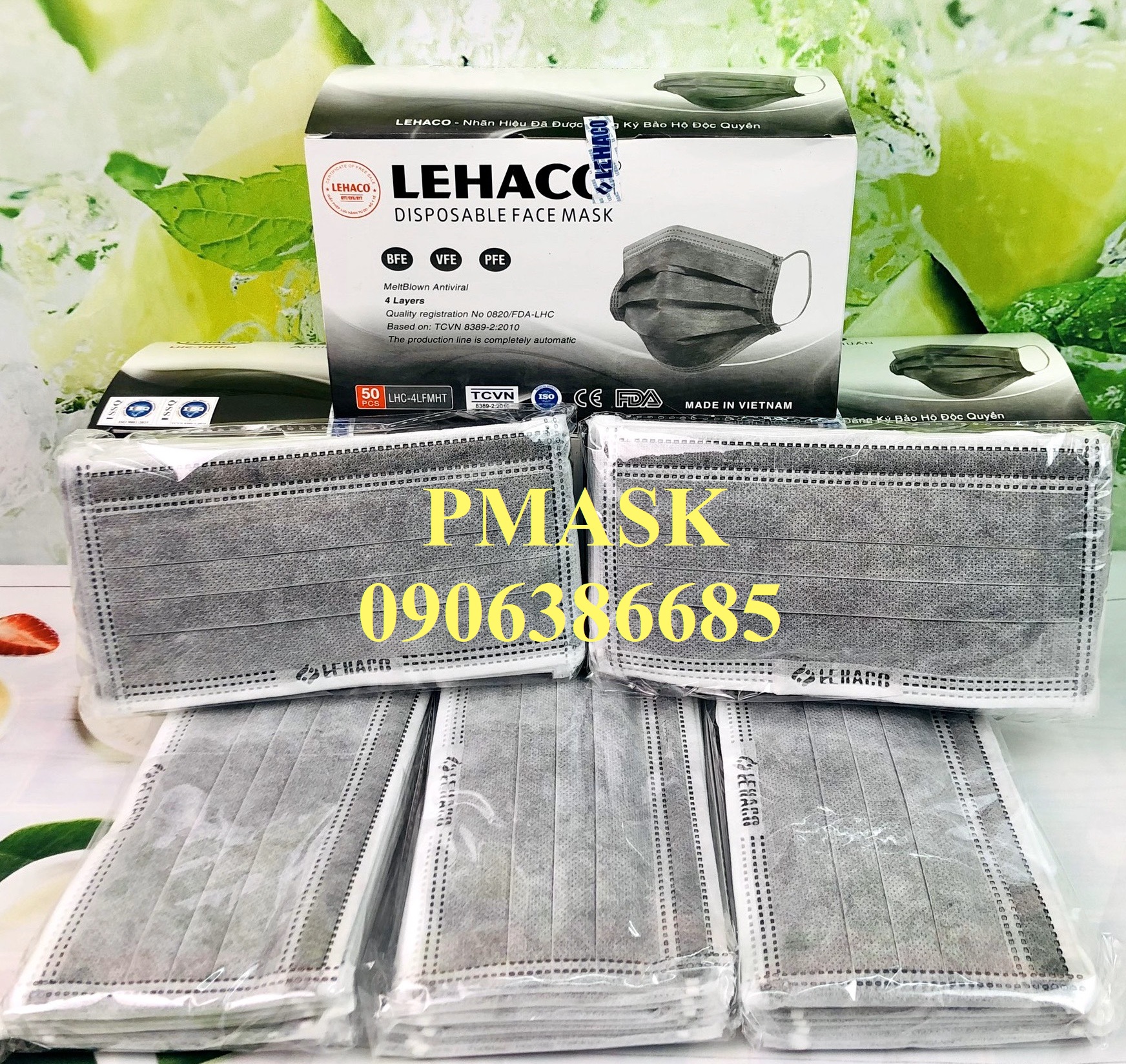 Khẩu trang 4 Lớp Lehaco Xám