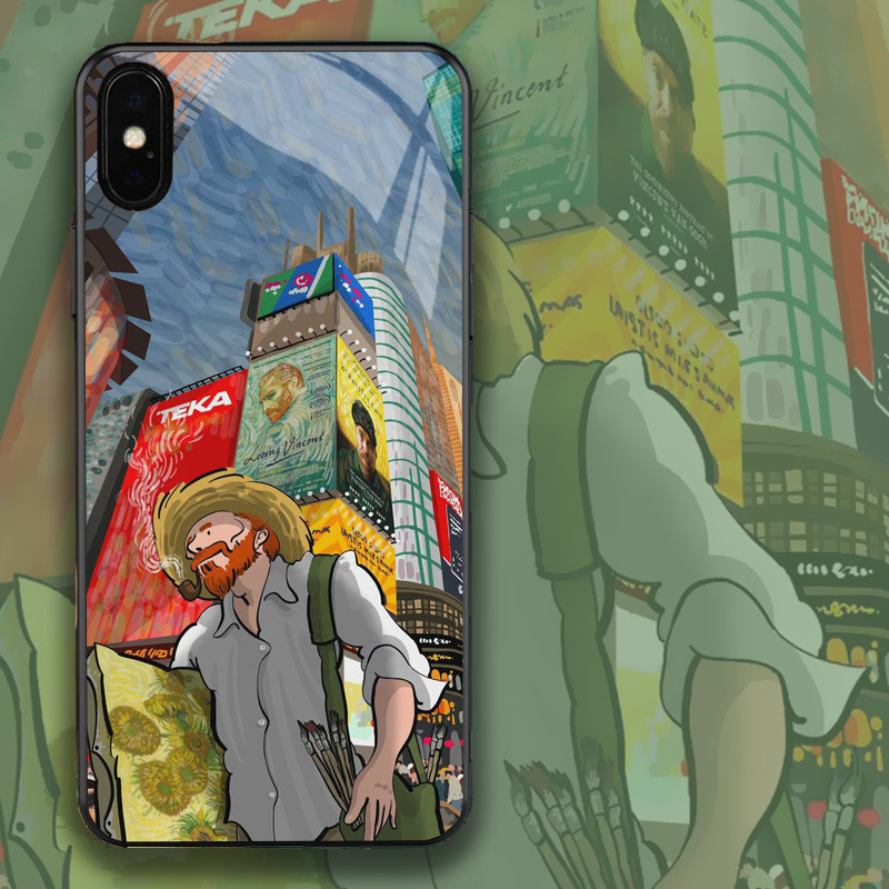 Ốp Lưng iρhone X, XS, XS MAX Mặt kính sáng bóng, Hình Tranh Van Gogh