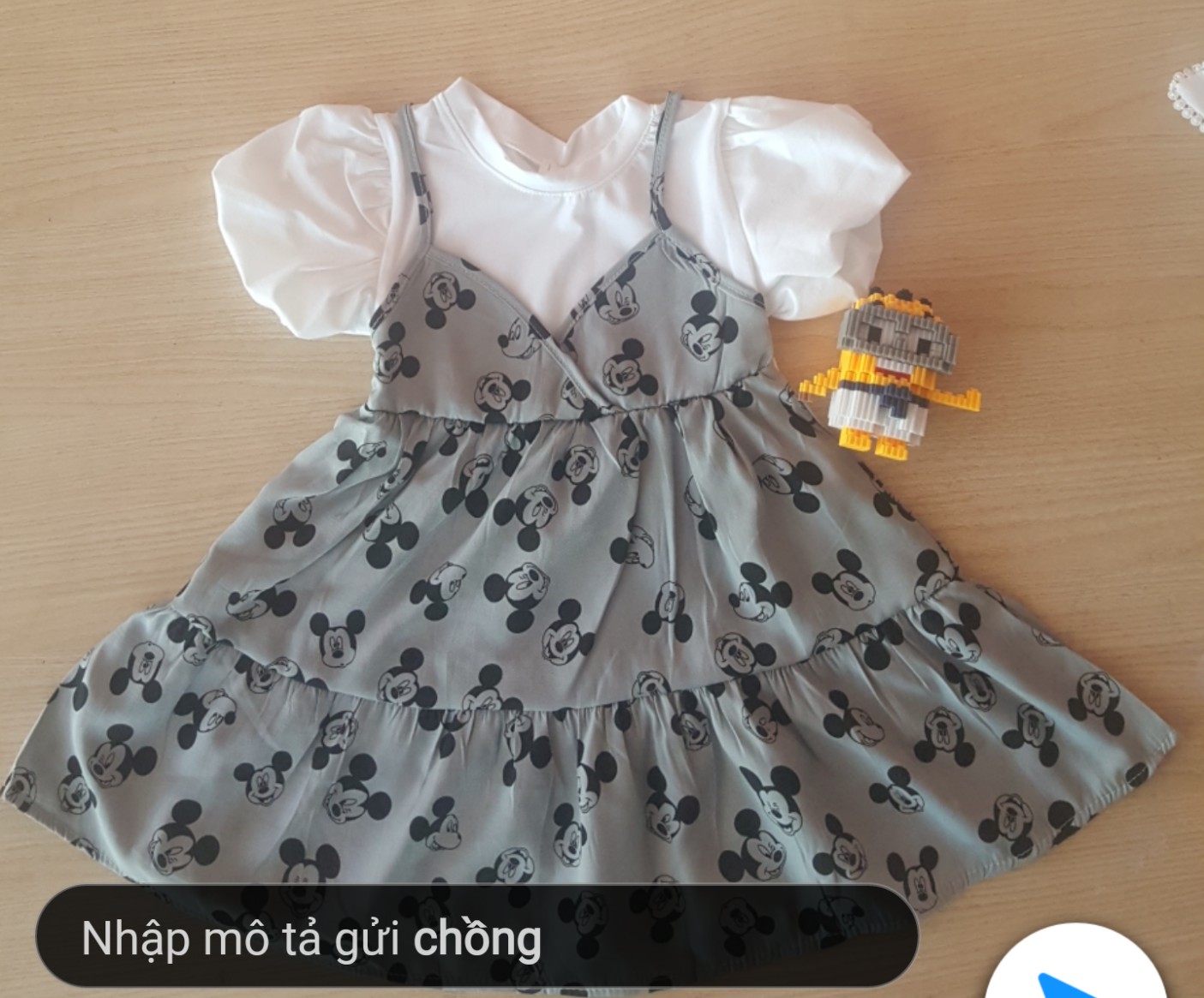 Bg23- đầm bé gái váy thô đũi mềm họa tiết micky