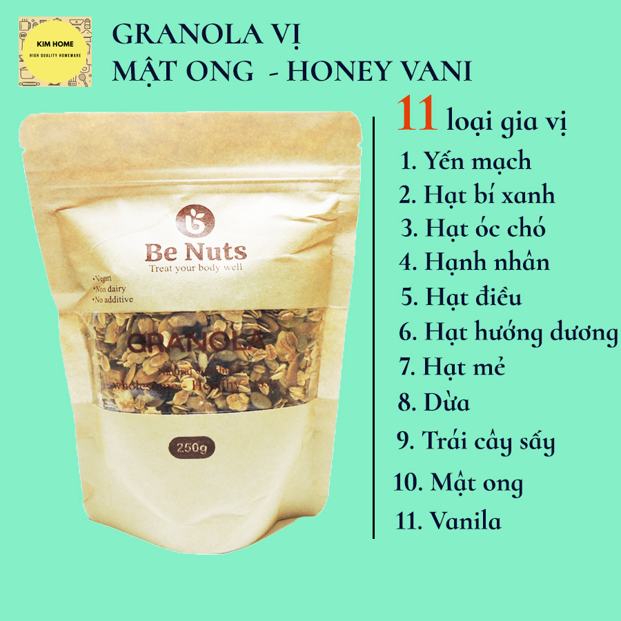 Hạt ngũ cốc - granola vị mật ong có 11 loại hạt 250 gram