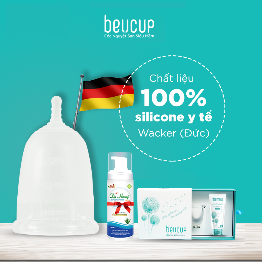 Cốc nguyệt san BeUcup Silicol y tế Waker Đức siêu mềm, đạt chuẩn FDA Hoa Kỳ An toàn Không kích ứng XP-CNS011