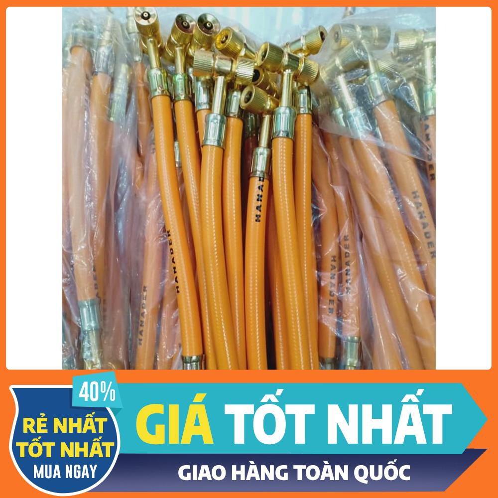 Đầu dắt bơm hơi dành cho ô tô, xe máy loại màu vàng 2 đầu bơm