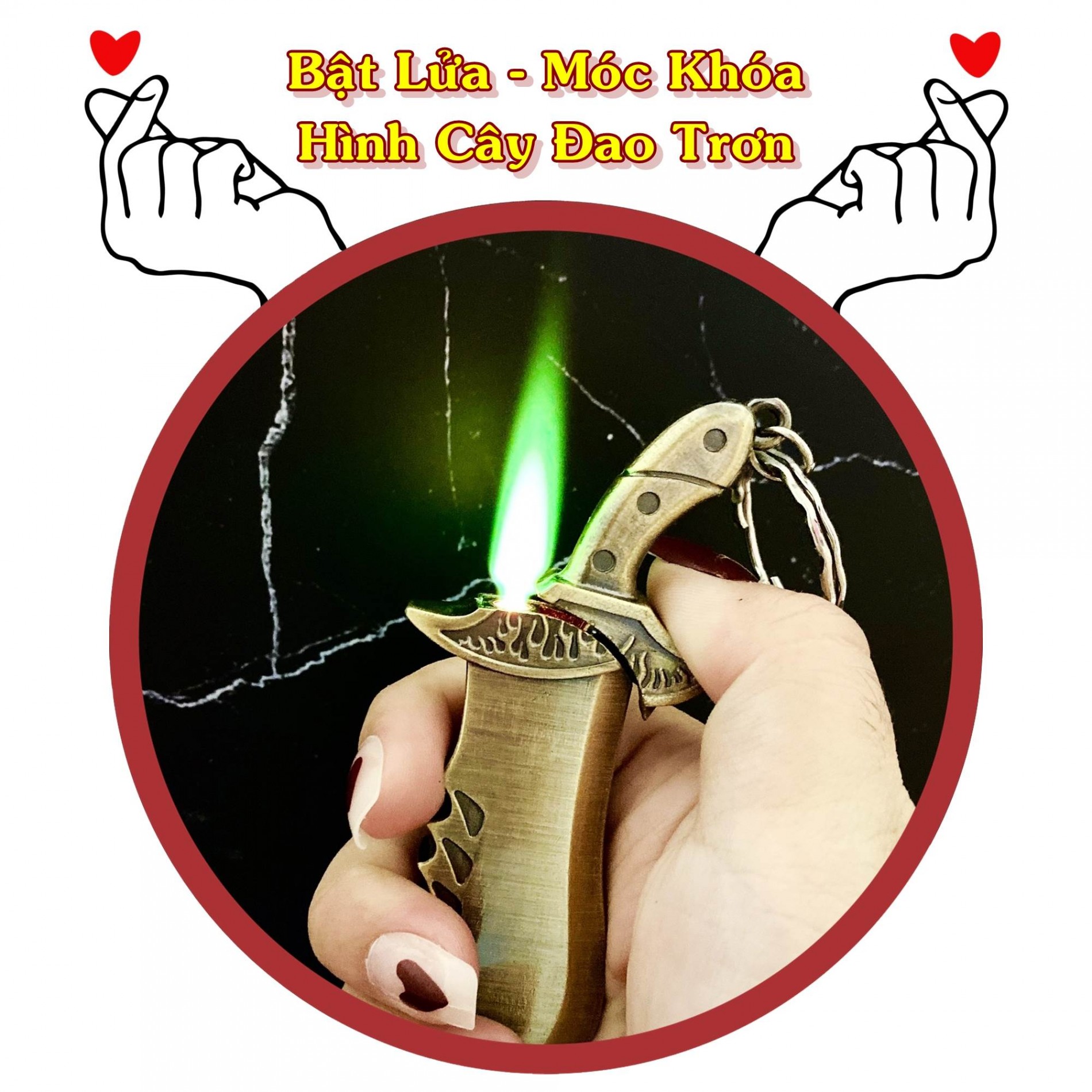 Hột quẹt khè kiêm móc khóa hình cây đao trơn