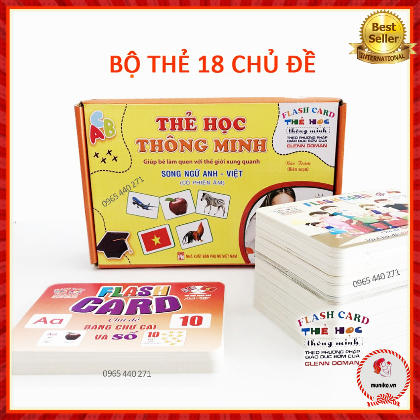 Bộ Thẻ Học Thông Minh 16 Chủ Đề loại to song ngữ tiếng Anh loại chuẩn Glenn Doman Flashcard