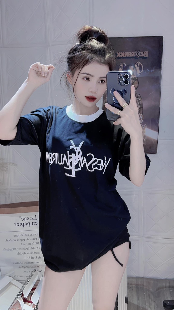    FRESHIP  áo cộc tay mùa hè  Áo phông YSL  Áo phông nam nữ có cổ  Áo phông nữ Áo thun nam nữ Áo thun nữ áo cotton nam nữ 