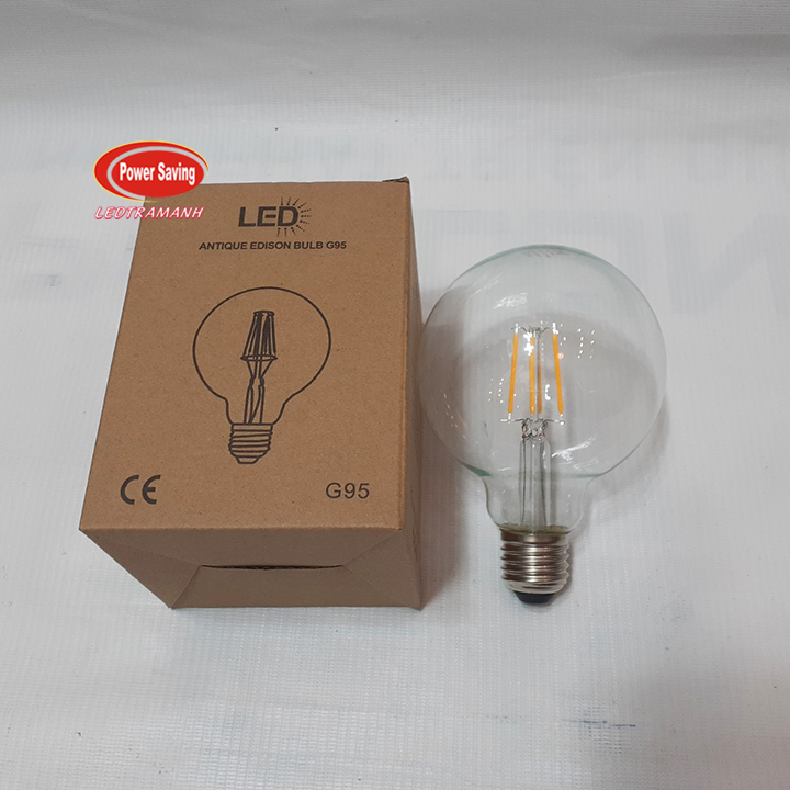 Bóng đèn led edison G95 4 tim 4W thủy tinh ánh sáng vàng