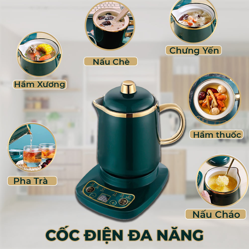 [HẦM ĐA NĂNG] Cốc chưng yến - HÀNG CHÍNH HÃNG- Ly chưng yến - Cốc hầm đa năng - Cốc sứ điện đa năng - Kèm đế điện - Dung tích 500ml/800ml  - CÓ PHÂN LOẠI