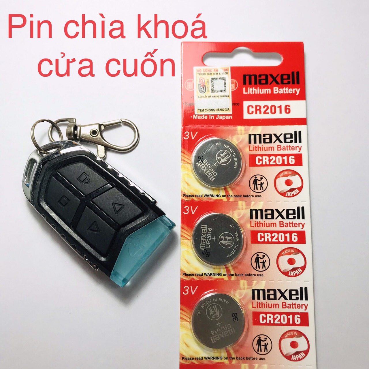 Combo 3 viên pin chìa khóa cửa cuốn CR2016 Maxell Nhật Bản 2016 remote điều khiển cửa cuốn
