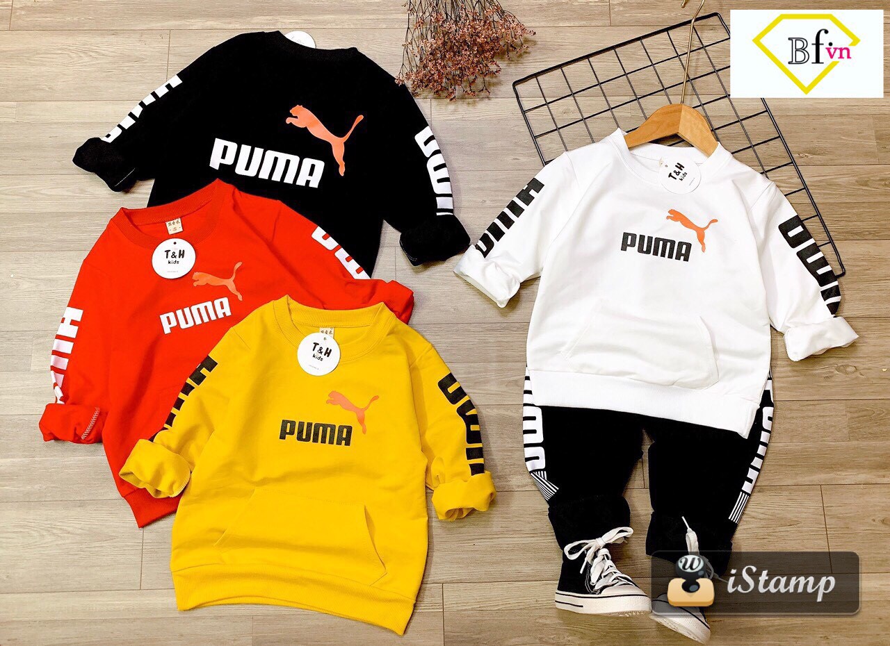 BỘ THUN DÀI TAY PUMA 9-27KG THU ĐÔNG CAO CẤP CHO BÉ TRAI - CHẤT VẢI 100% COTTON 4C LOẠI 1 - thời trang trẻ em cao cấp SUMIKID - BFVN - Đồ thu đông hit hot cho bé trai diện mùa lạnh