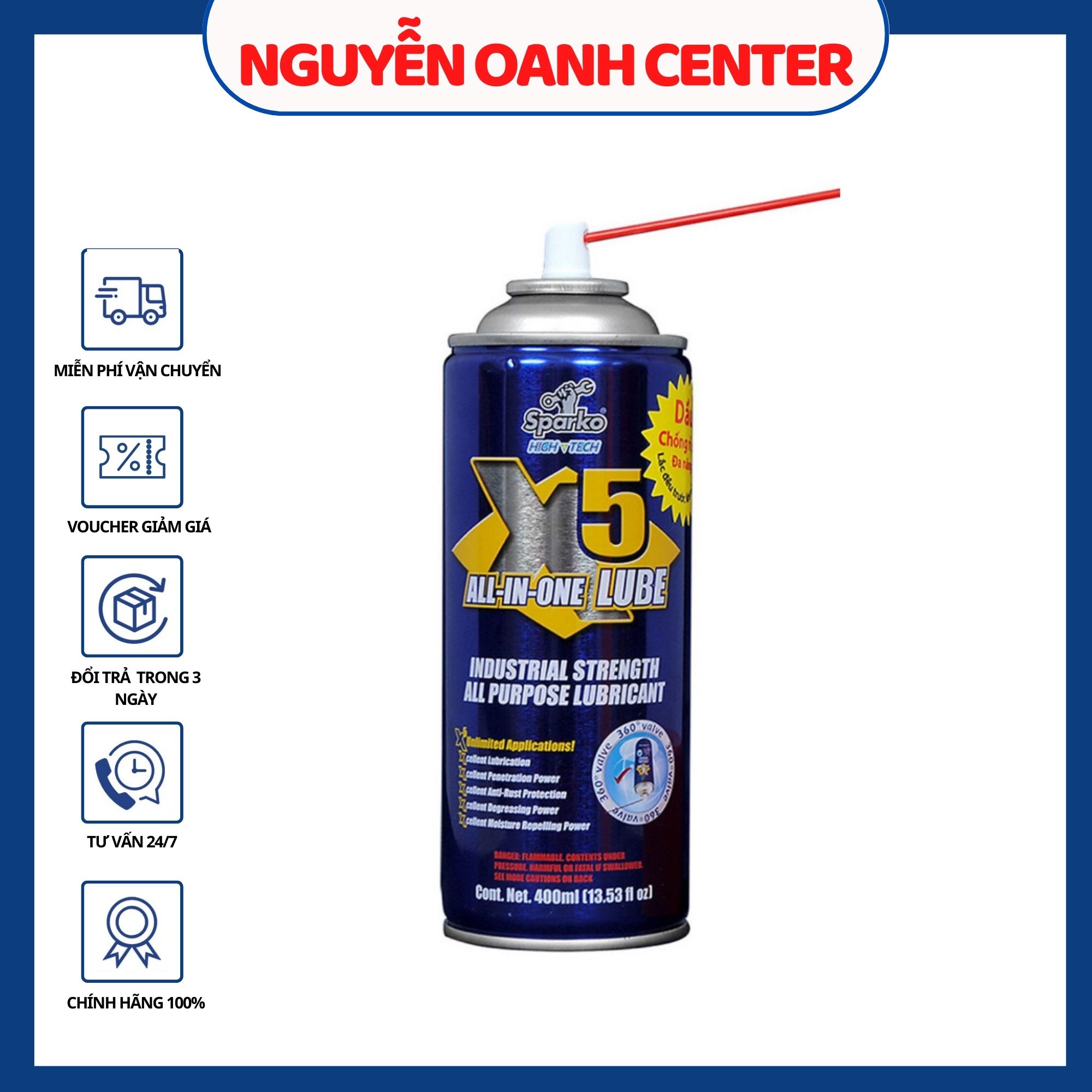 Dầu tẩy rửa, bôi trơn chống rỉ sét X5 400ml