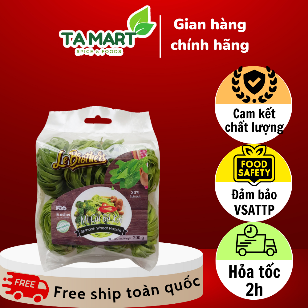 Mì cải bó xôi Le Brother túi 200g - Duy Anh Foods - Le Brothers Vegetable Spinach Wheat Noodle