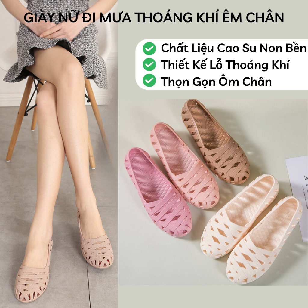 Giày nhựa đi mưa, Giày cao su nhiều màu đi biển đi mưa siêu mềm - GN11
