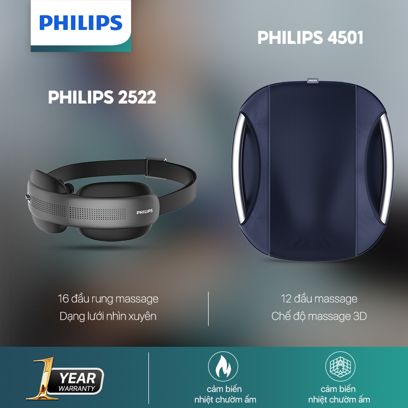 Philips máy massage mắt 2522+máy massage lưng 4501