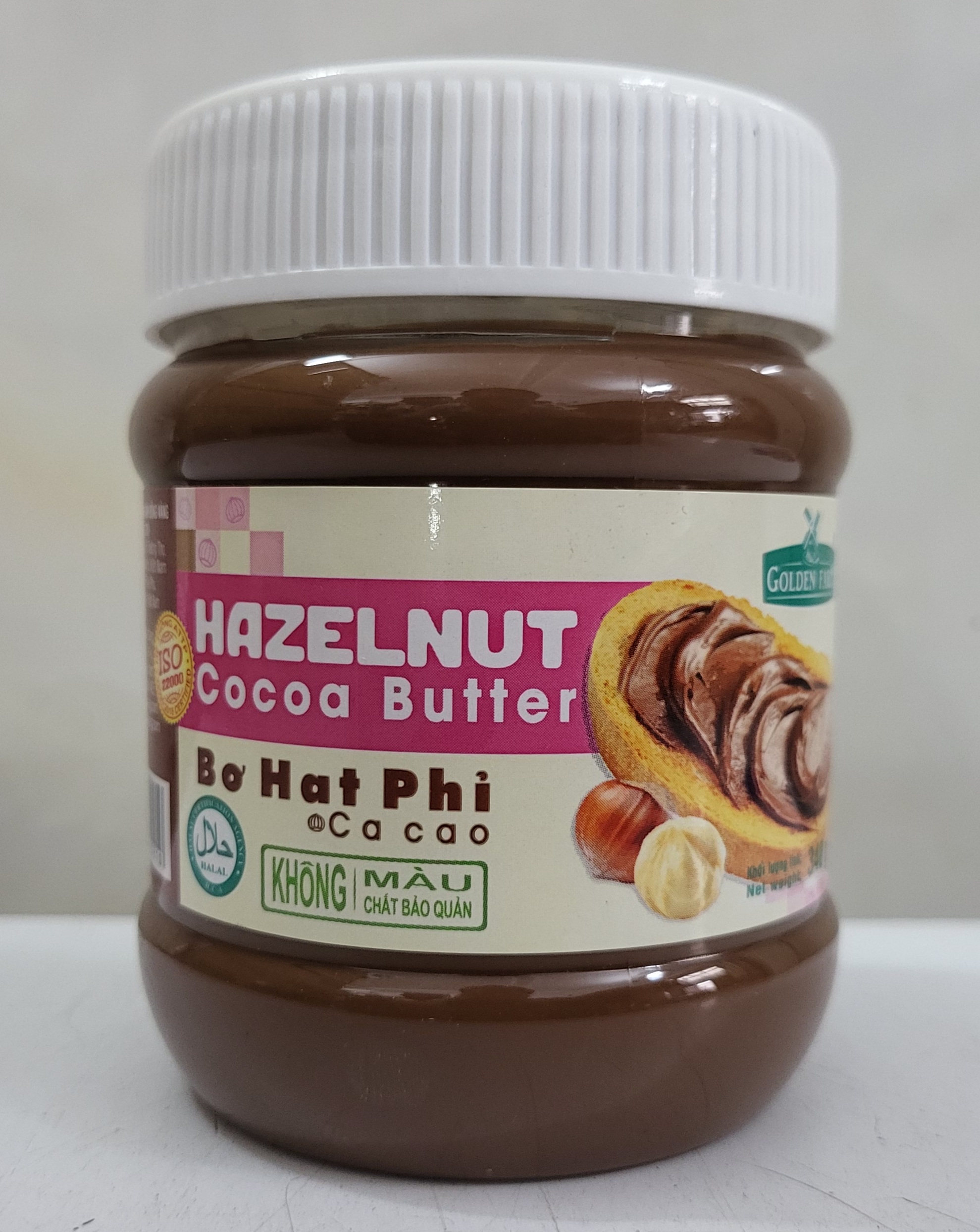 Bơ phết hạt phỉ ca cao golden farm hazelnut cocoa butter