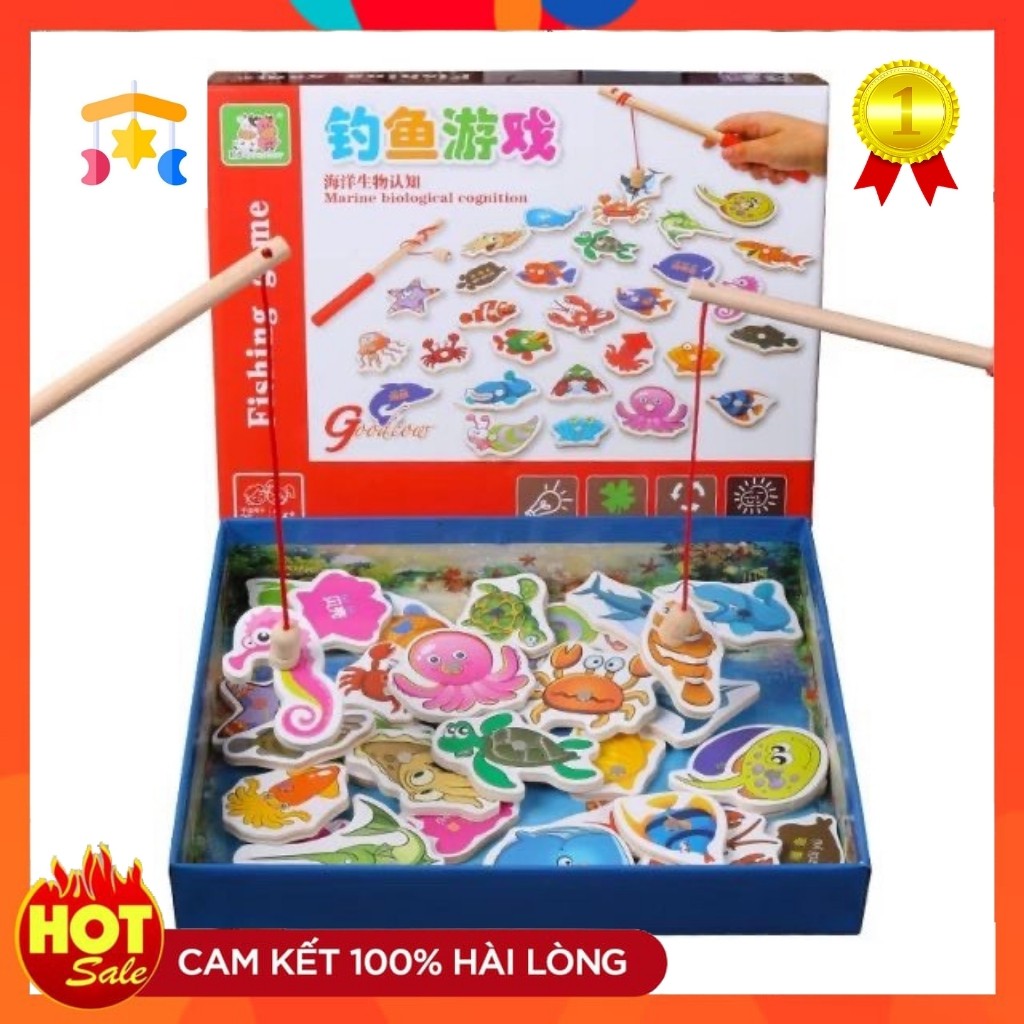 Đồ chơi câu cá nam châm gỗ cho bé